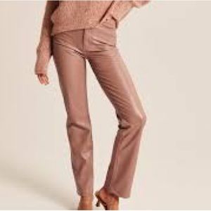 Abercrombie & Fitch The 90s Straight Ultra High Rise Pink Faux Leather Pants